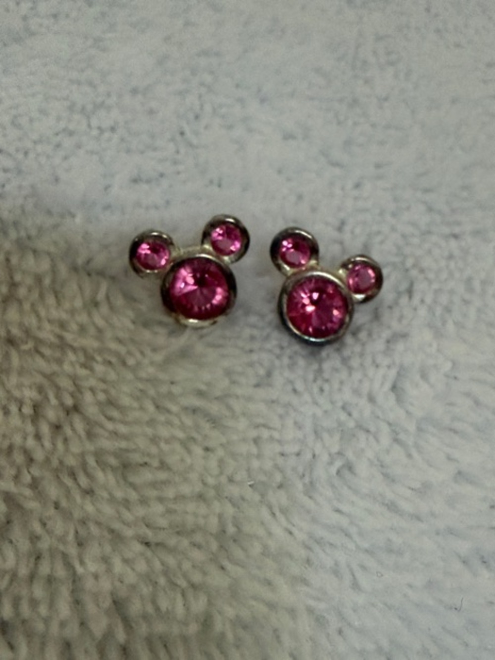 Disney Pink Crystal Silvertone earrings